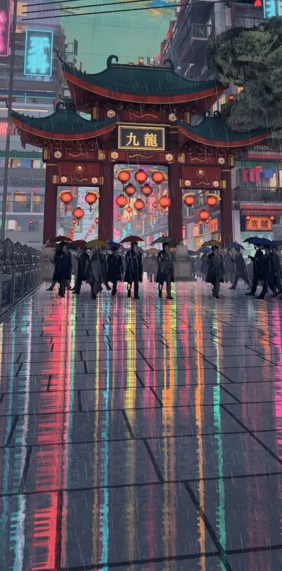 Nine Dragon Stack in the game: a red gate over a neon square